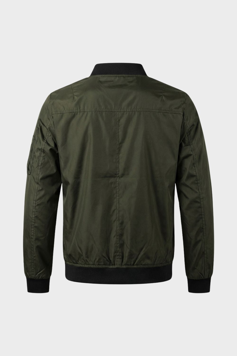 Men's Bomber Jacket with Zip and Stand-Up Collar