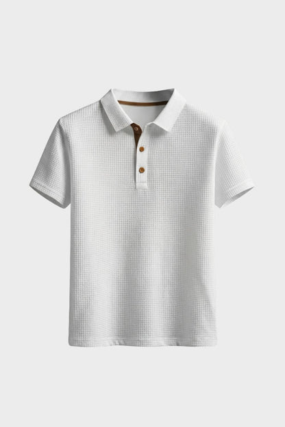 Men's Short Sleeve Polo Shirt with Button Placket