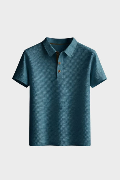 Men's Short Sleeve Polo Shirt with Button Placket