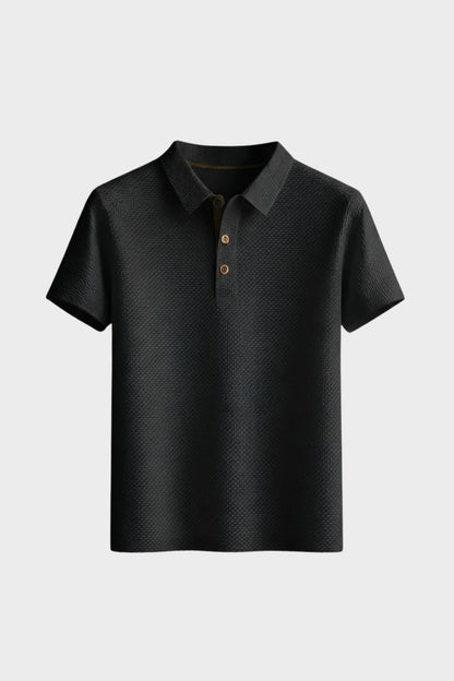 Men's Short Sleeve Polo Shirt with Button Placket