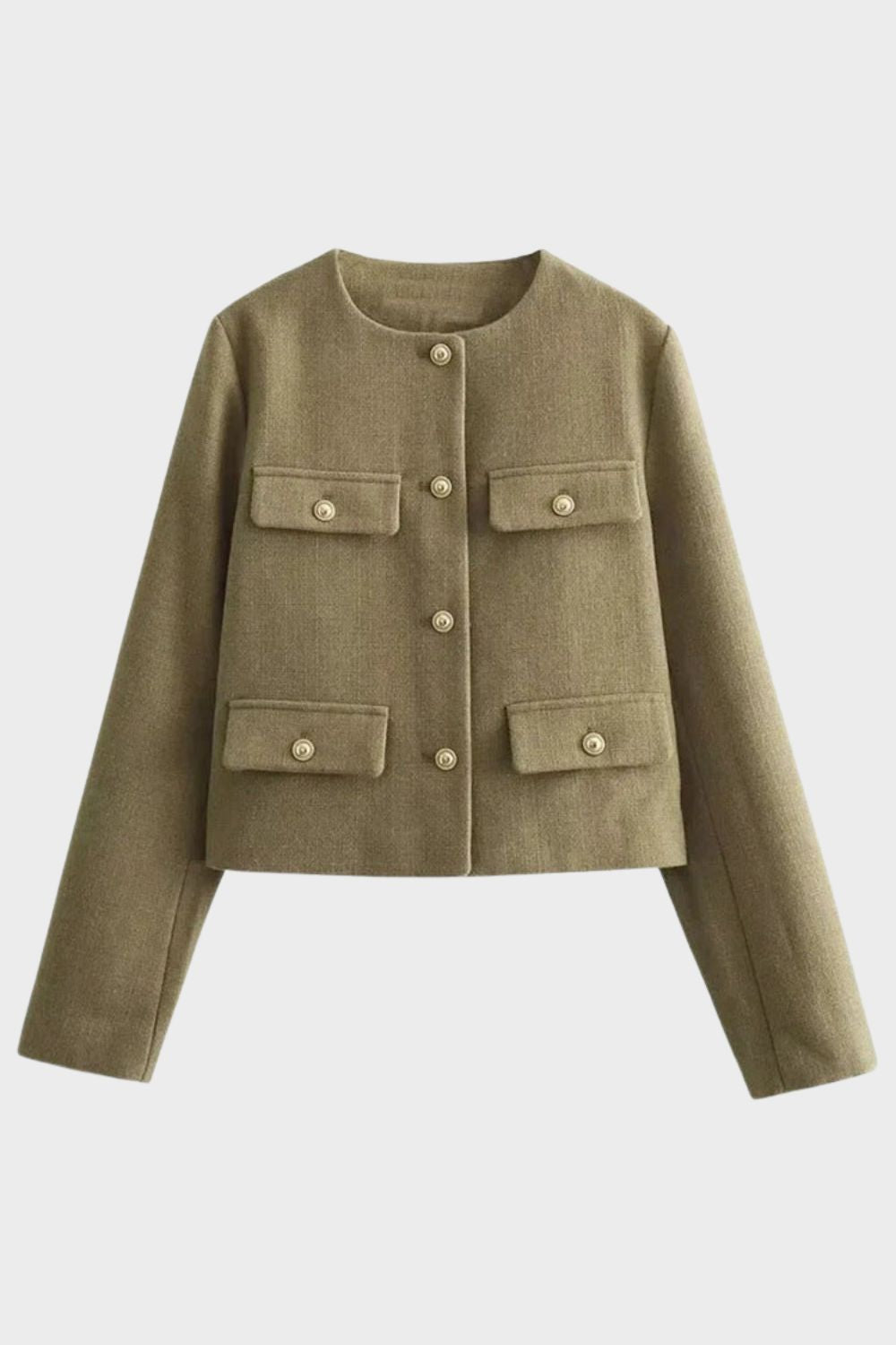 womens cropped button jacket tailored structured short jacket | Camden-London