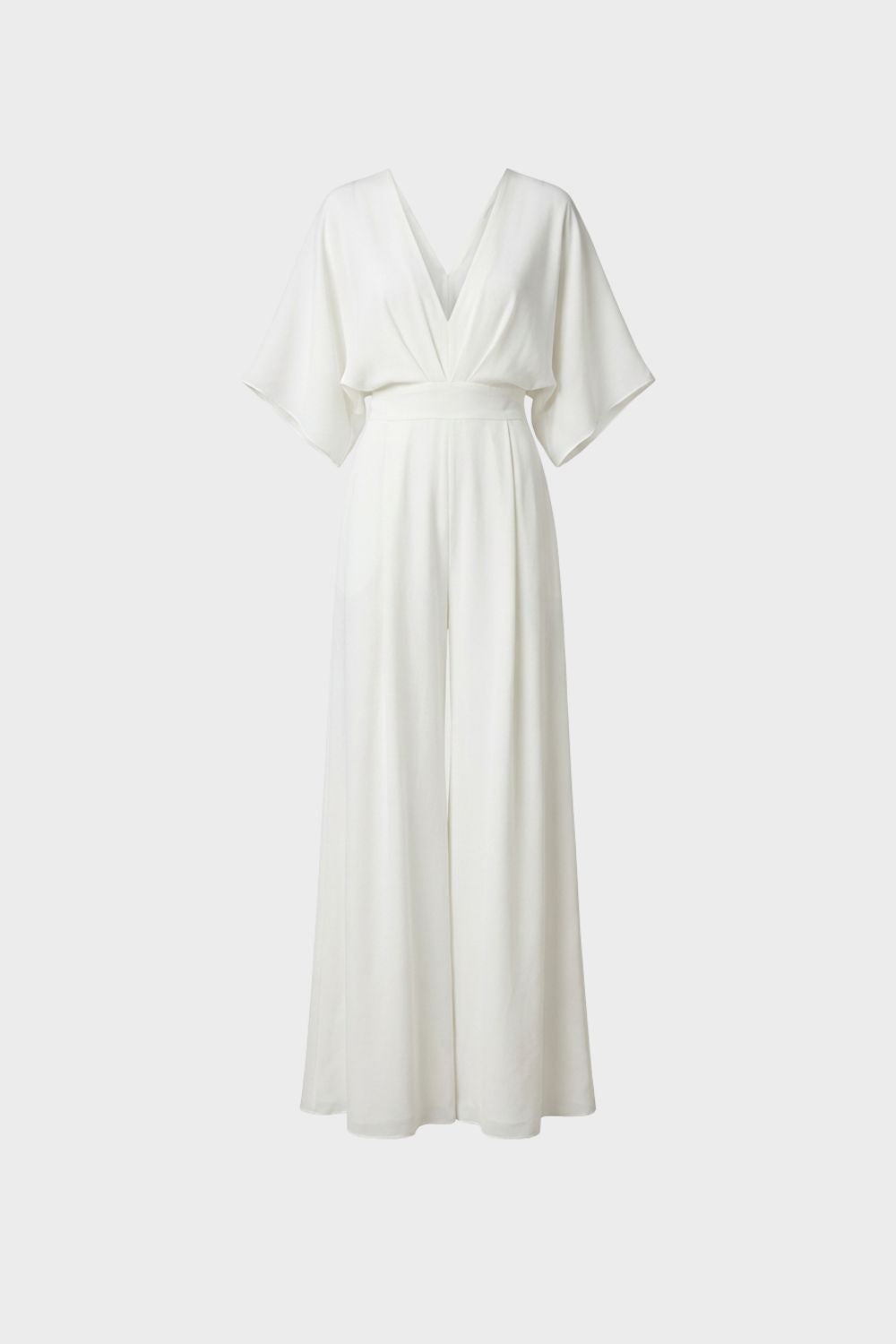 Women's Long Jumpsuit with V-Neck and Wide Leg