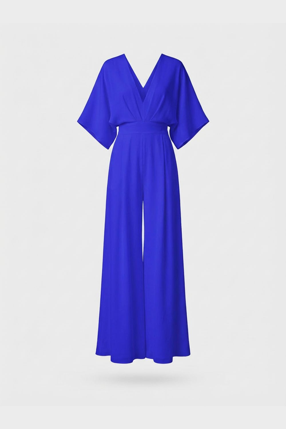 Women's Long Jumpsuit with V-Neck and Wide Leg