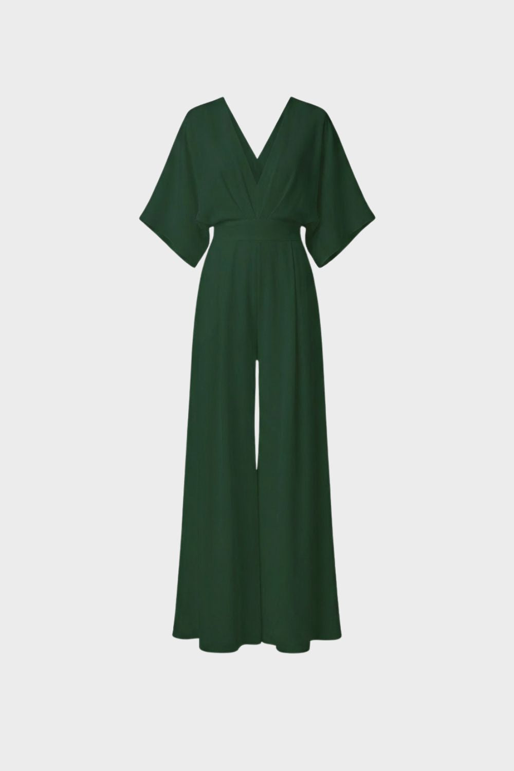 Women's Long Jumpsuit with V-Neck and Wide Leg