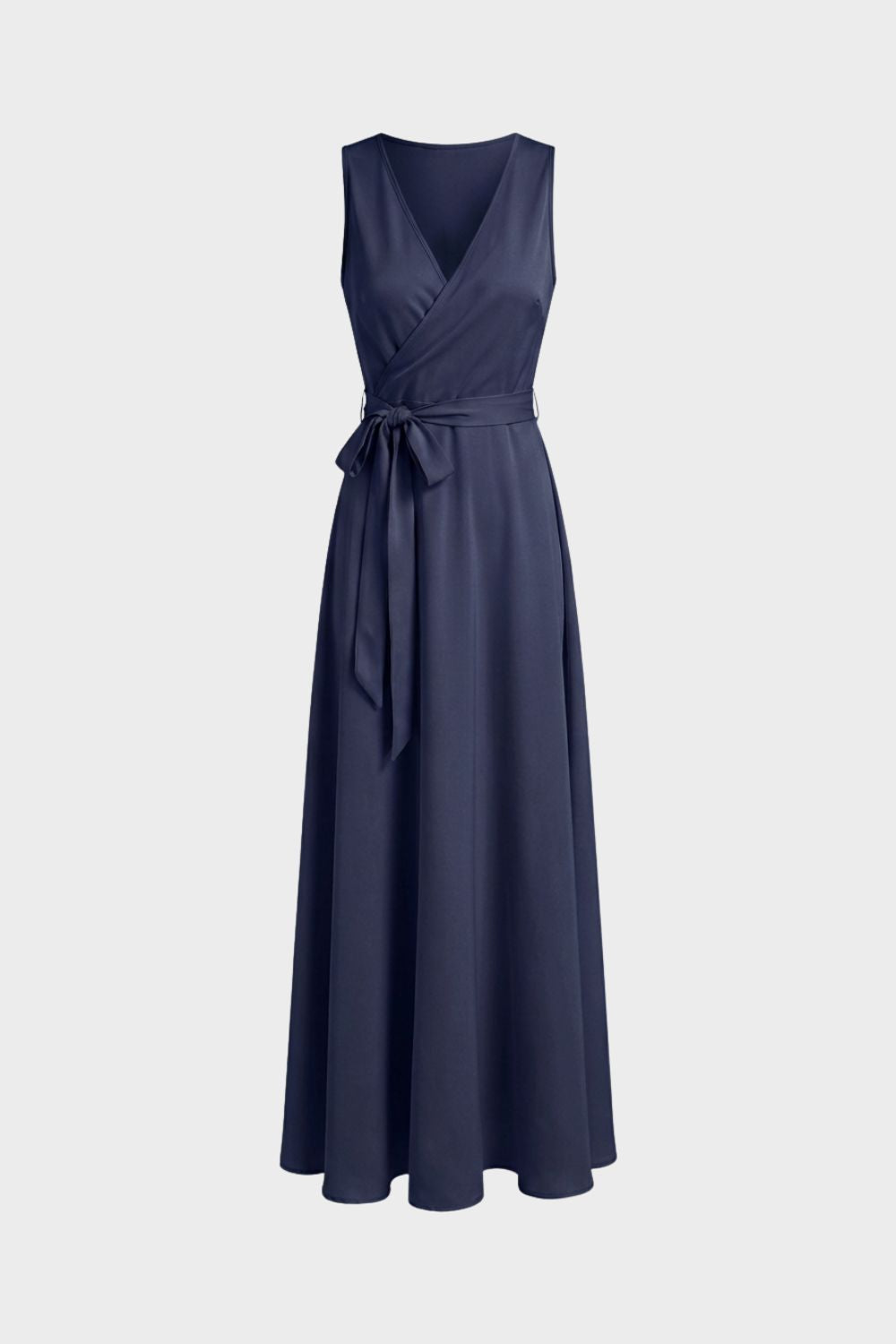 Maxi Dress for Women with V-Neck and Tie Belt
