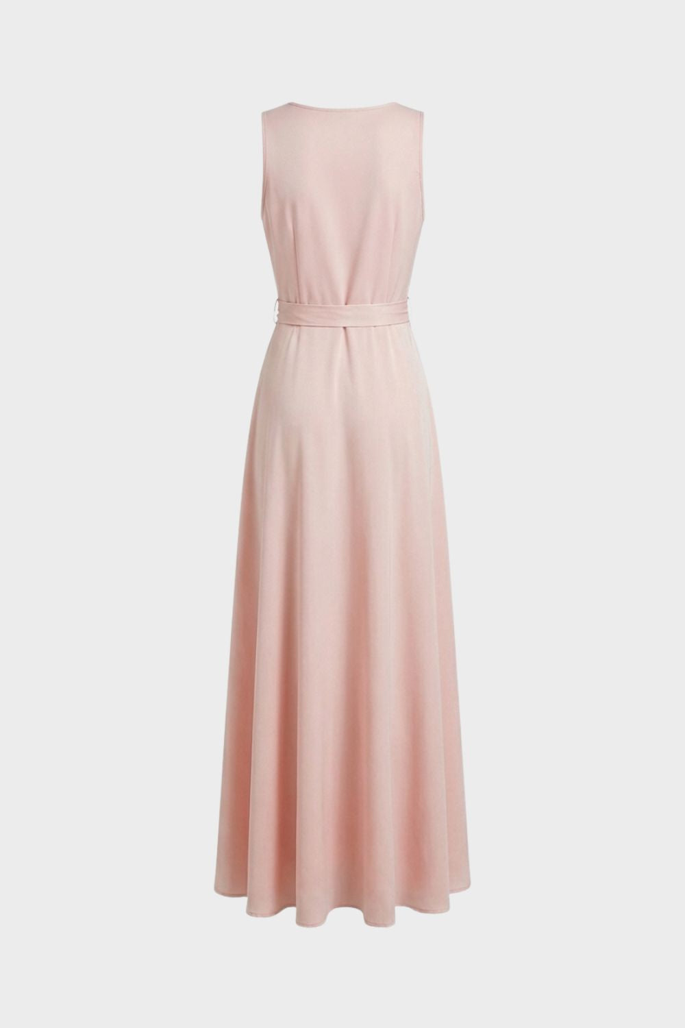 Maxi Dress for Women with V-Neck and Tie Belt