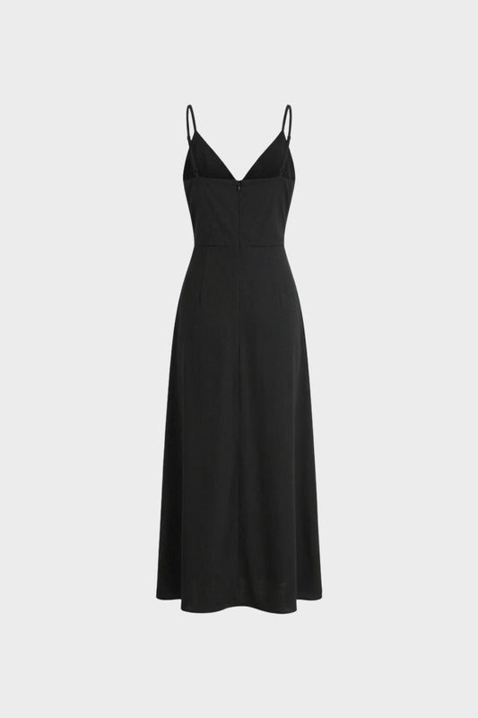 womens v neck strappy midi dress elegant occasion dress | Camden-London