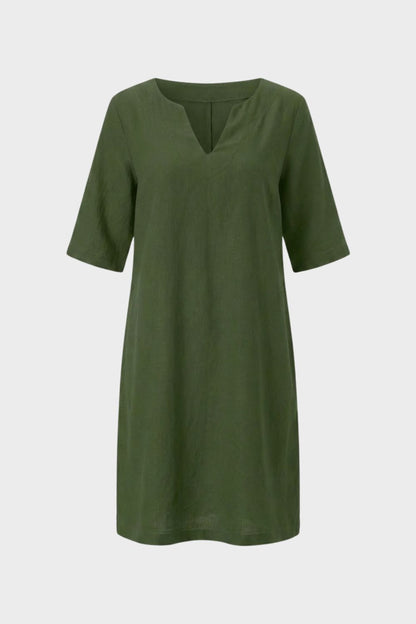Women's Short Sleeve Dress with V-Neck