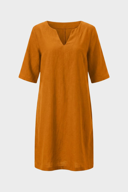 Women's Short Sleeve Dress with V-Neck