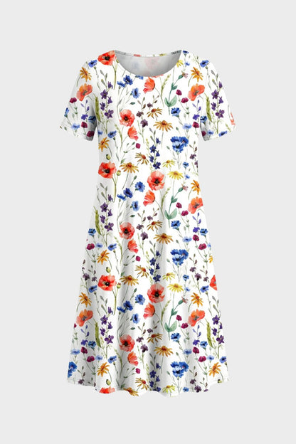 Summer Dress for Women Short Sleeve with Floral Pattern