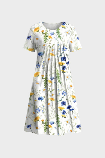 Summer Dress for Women Short Sleeve with Floral Pattern