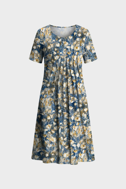 Summer Dress for Women Short Sleeve with Floral Pattern