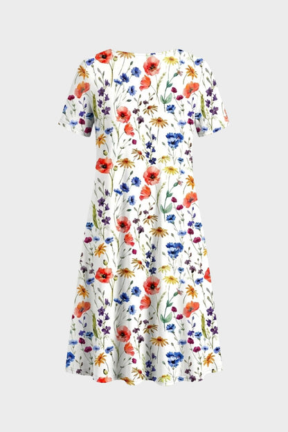 Summer Dress for Women Short Sleeve with Floral Pattern