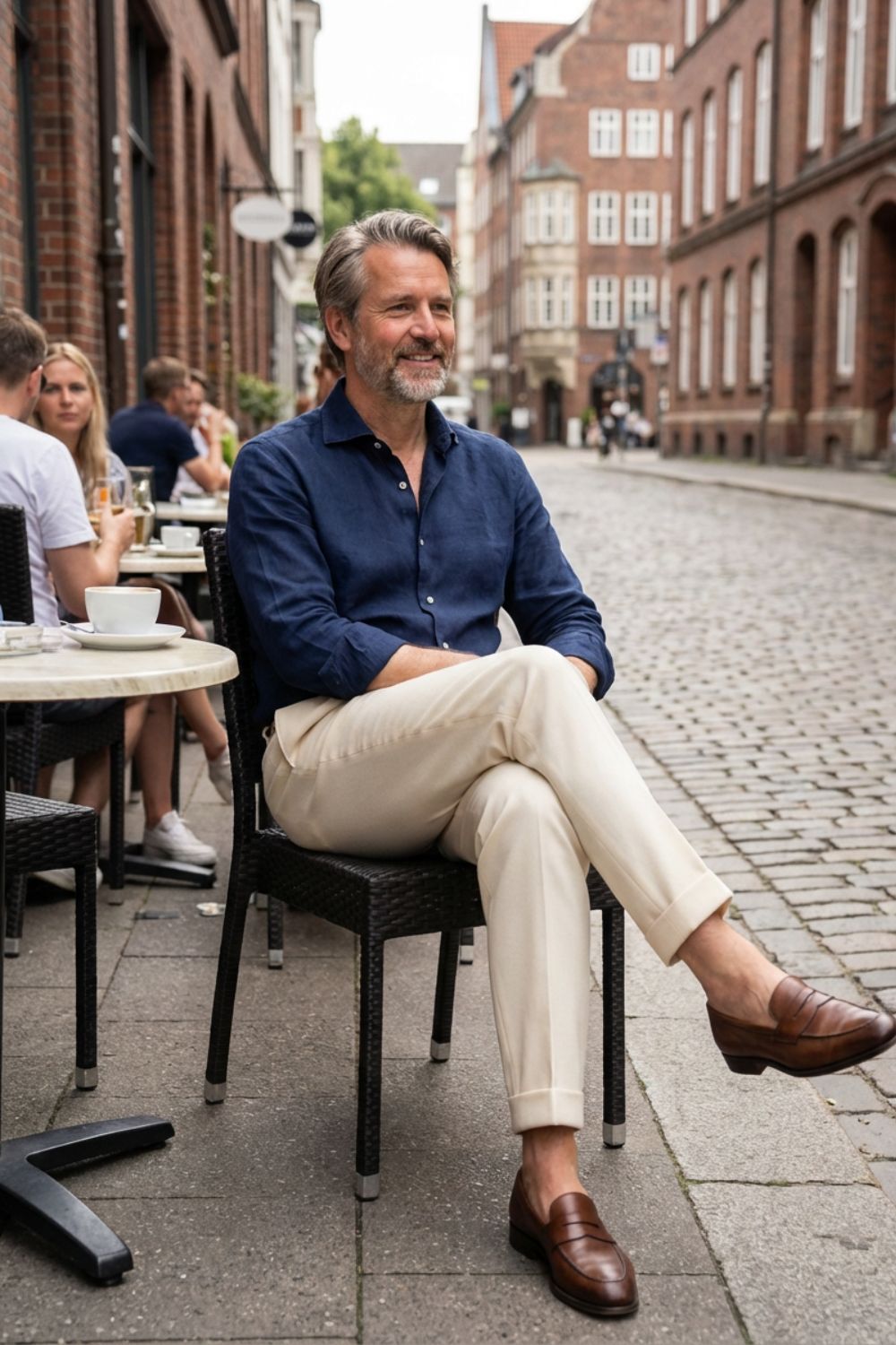 Men's Trousers with Pleats, High Waist, Straight Cut