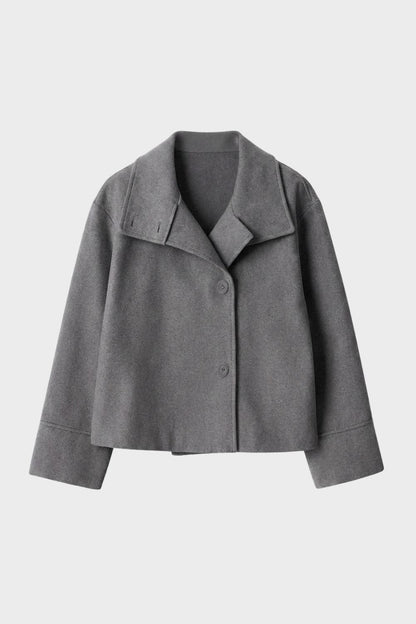 womens cropped jacket casual button front elegant outerwear | Camden-London