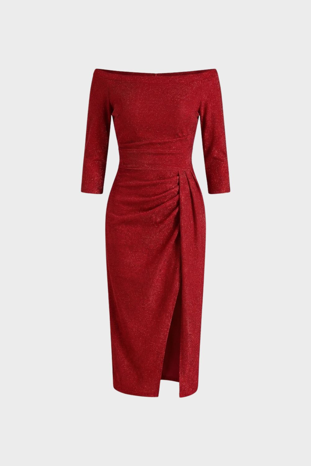 Dress Women Midi Dress with Boat Neck and Draping