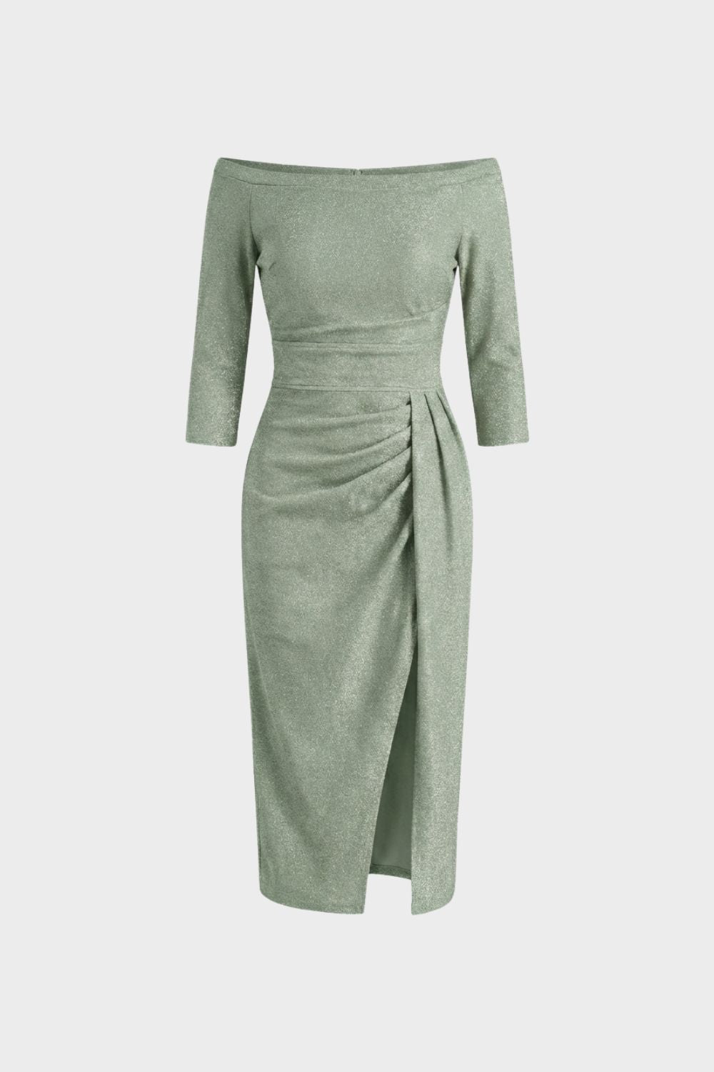 Dress Women Midi Dress with Boat Neck and Draping