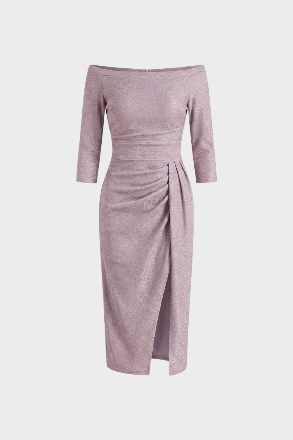 Dress Women Midi Dress with Boat Neck and Draping