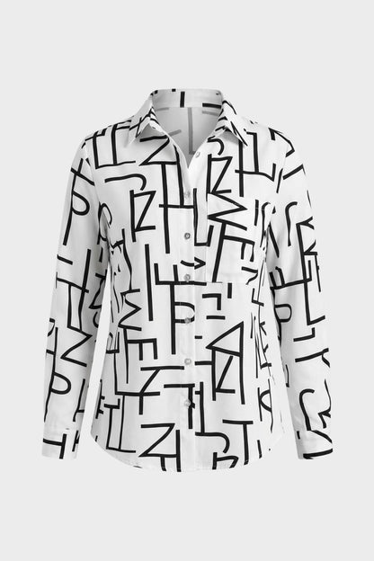 Women's Long Sleeve Shirt Blouse with Print