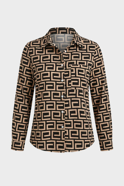 Women's Long Sleeve Shirt Blouse with Print