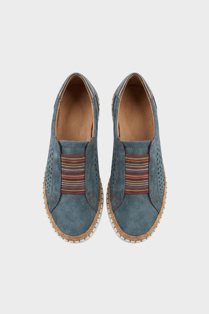 Women's Slip-On Shoes with Elastic Insert and Perforated Design