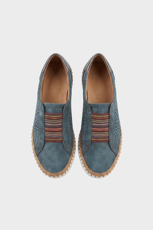 Women's Slip-On Shoes with Elastic Insert and Perforated Design