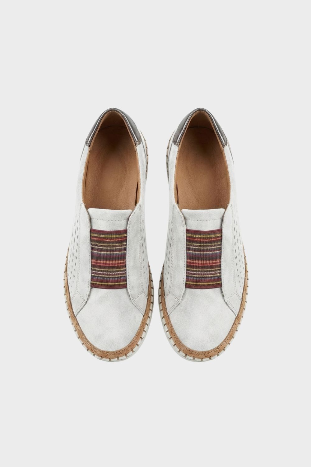 Women's Slip-On Shoes with Elastic Insert and Perforated Design
