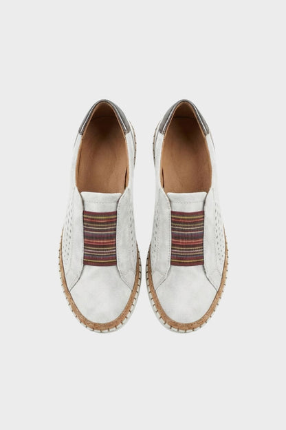 Women's Slip-On Shoes with Elastic Insert and Perforated Design
