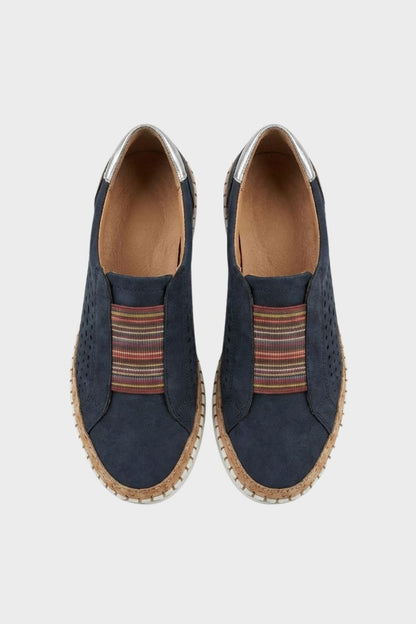 Women's Slip-On Shoes with Elastic Insert and Perforated Design