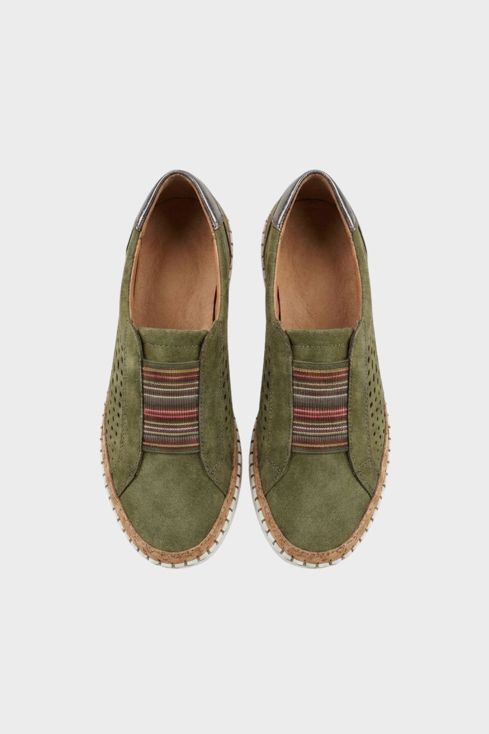 Women's Slip-On Shoes with Elastic Insert and Perforated Design