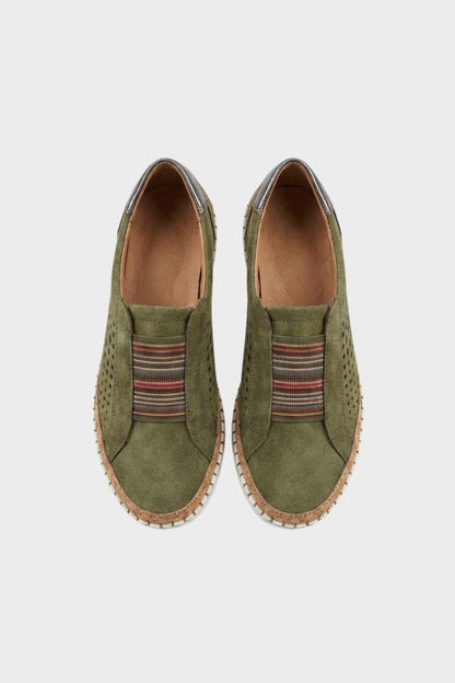Women's Slip-On Shoes with Elastic Insert and Perforated Design
