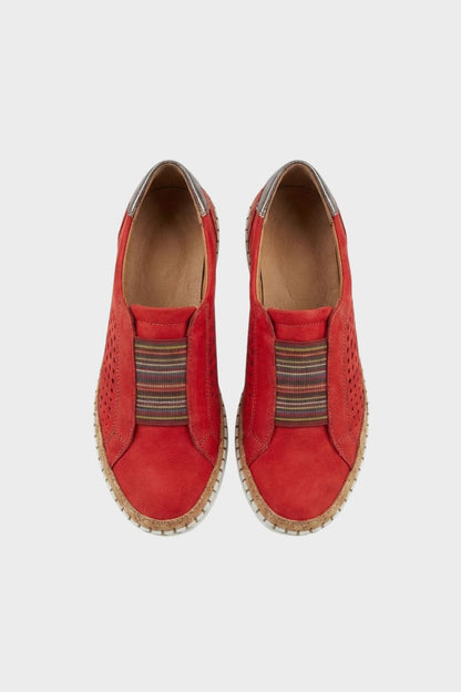 Women's Slip-On Shoes with Elastic Insert and Perforated Design