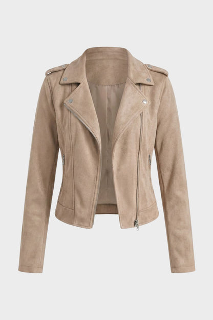 womens zip up biker jacket moto style fitted jacket | Camden-London