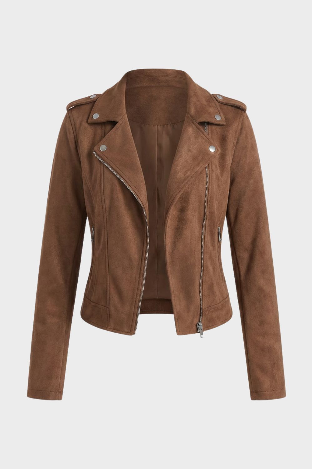 womens zip up biker jacket moto style fitted jacket | Camden-London