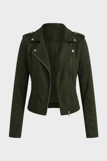 womens zip up biker jacket moto style fitted jacket | Camden-London