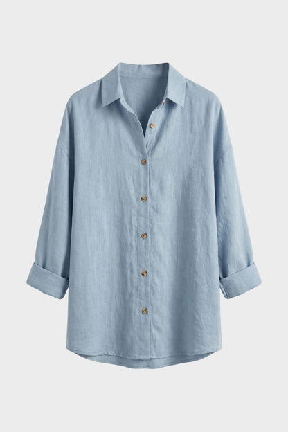 Women's Long Sleeve Shirt Blouse with Button Placket