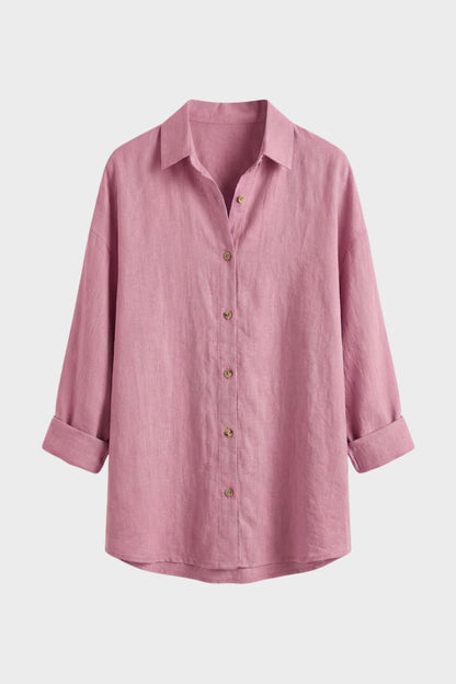 Women's Long Sleeve Shirt Blouse with Button Placket