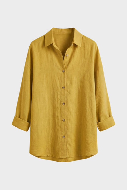 Women's Long Sleeve Shirt Blouse with Button Placket