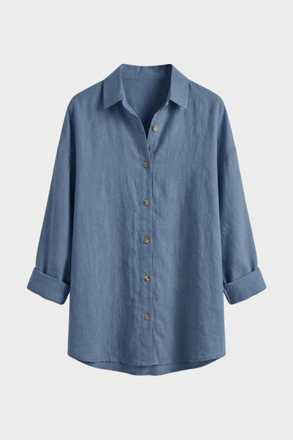 Women's Long Sleeve Shirt Blouse with Button Placket