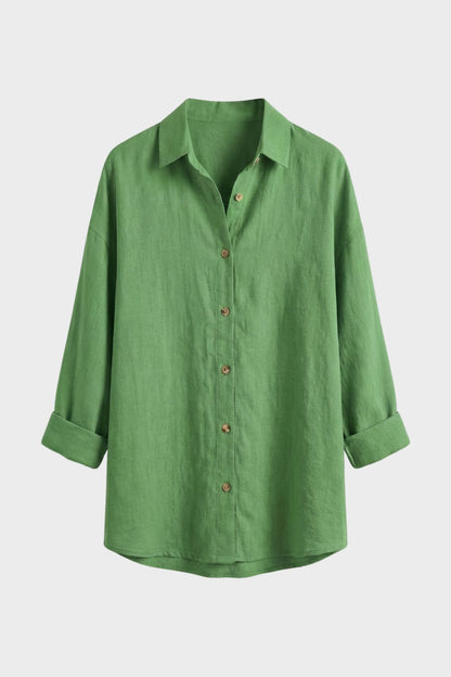 Women's Long Sleeve Shirt Blouse with Button Placket