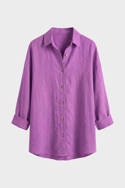 Women's Long Sleeve Shirt Blouse with Button Placket
