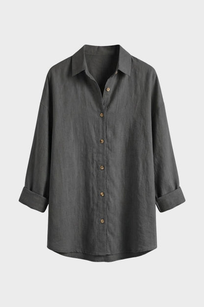 Women's Long Sleeve Shirt Blouse with Button Placket