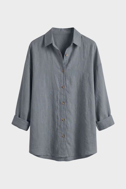 Women's Long Sleeve Shirt Blouse with Button Placket