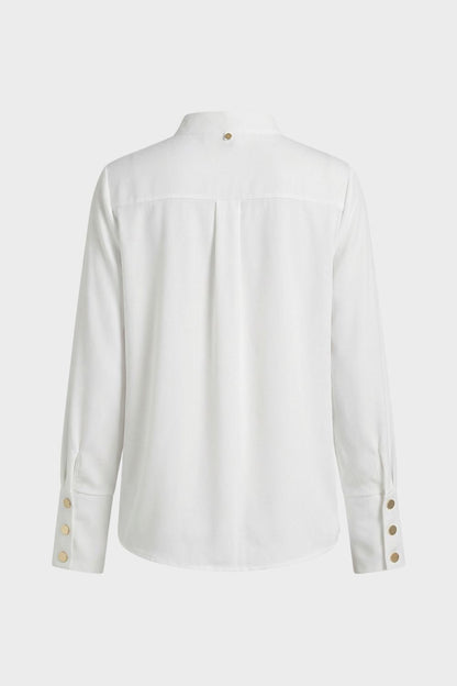 Women's Blouse with Stand-Up Collar and Button Placket, Long Sleeve