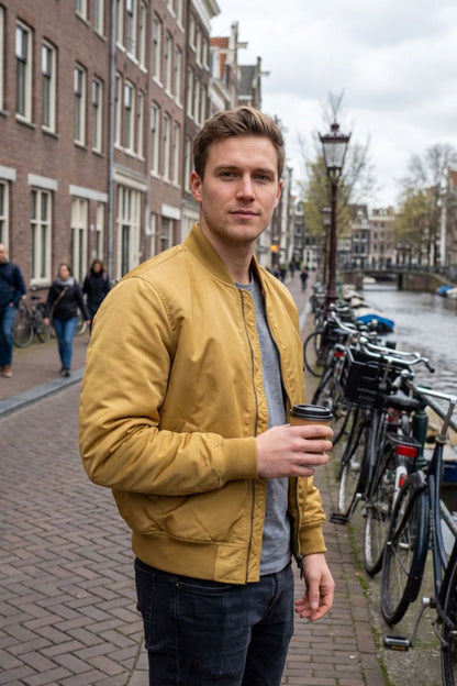 Men's Bomber Jacket Flight Jacket with Zip