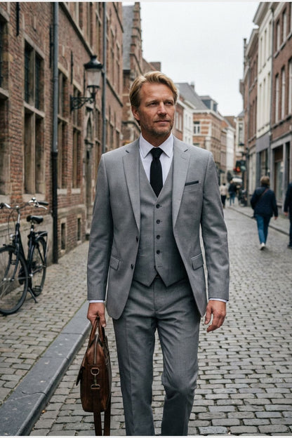 Men's Suit with Waistcoat Single-Breasted Classic Cut