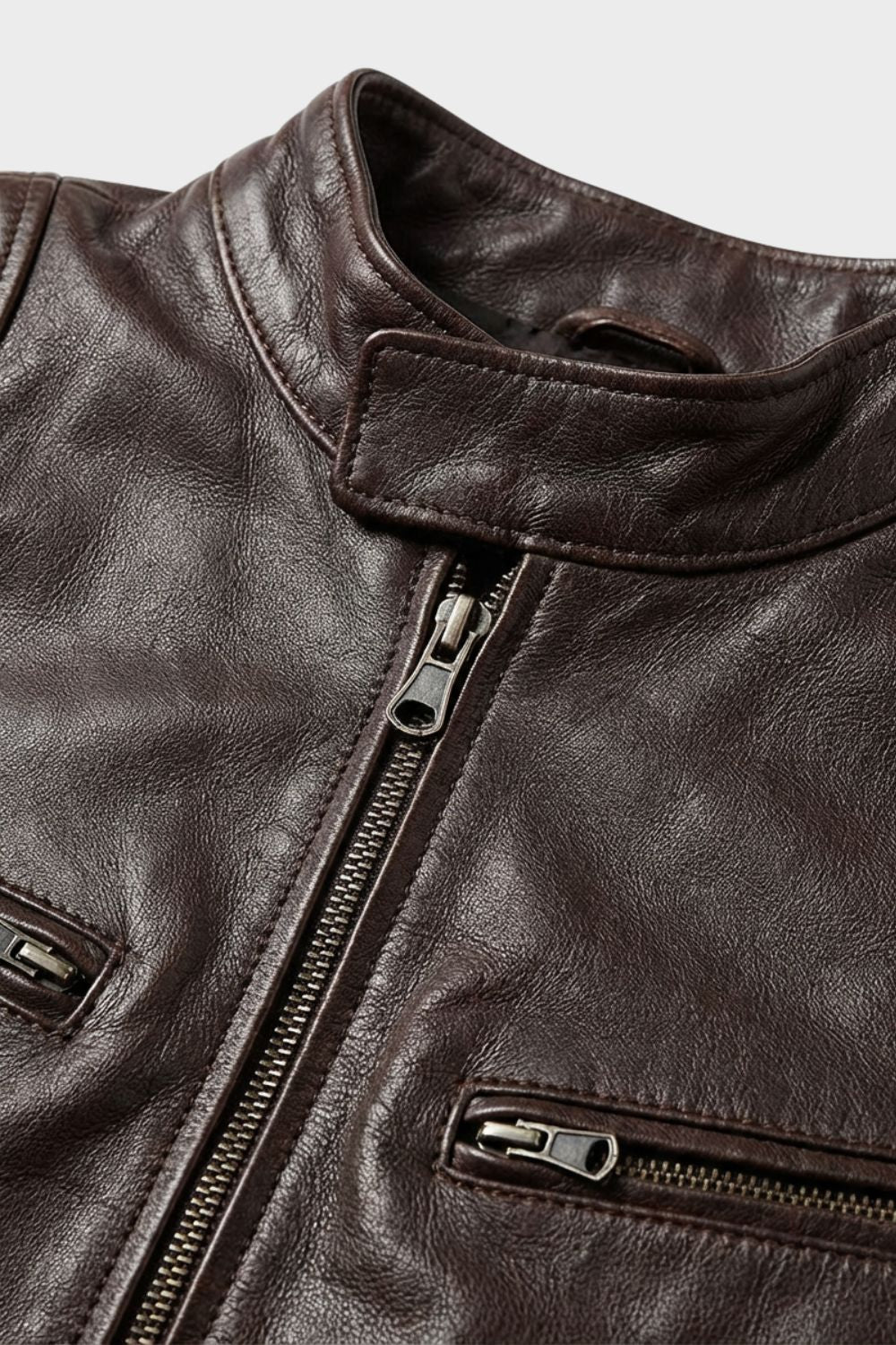 mens leather jacket slim fit zip biker jacket classic casual jacket