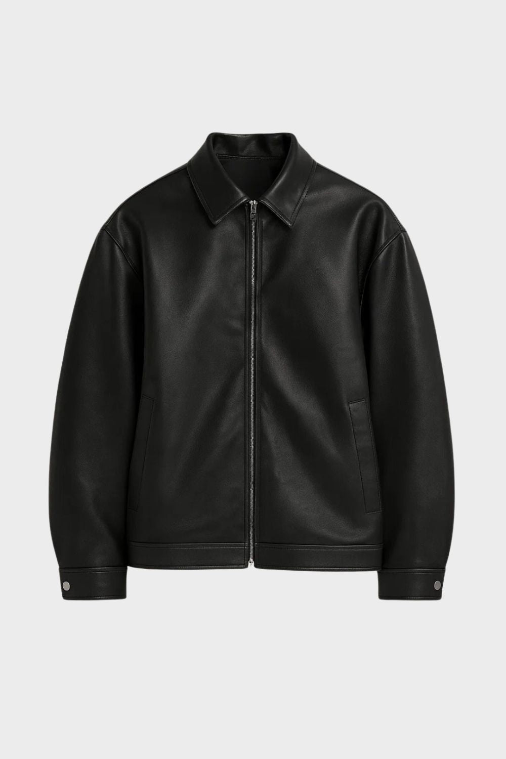mens leather jacket zip front minimalist casual jacket – Camden London