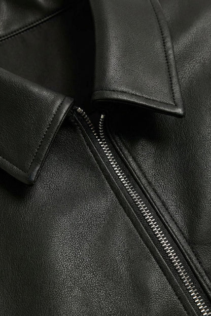 mens leather jacket zip front minimalist casual jacket – Camden London