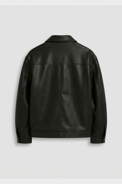 mens leather jacket zip front minimalist casual jacket – Camden London